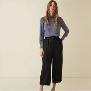 REISS Della Burnout Snake Blue Pattern Workwear Cocktail Silk Blend Blouse Top